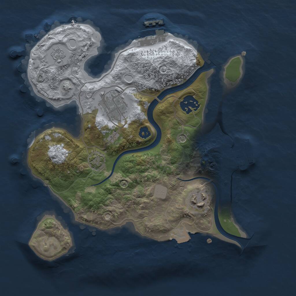 Rust Map: Procedural Map, Size: 2500, Seed: 2020818596, 9 Monuments