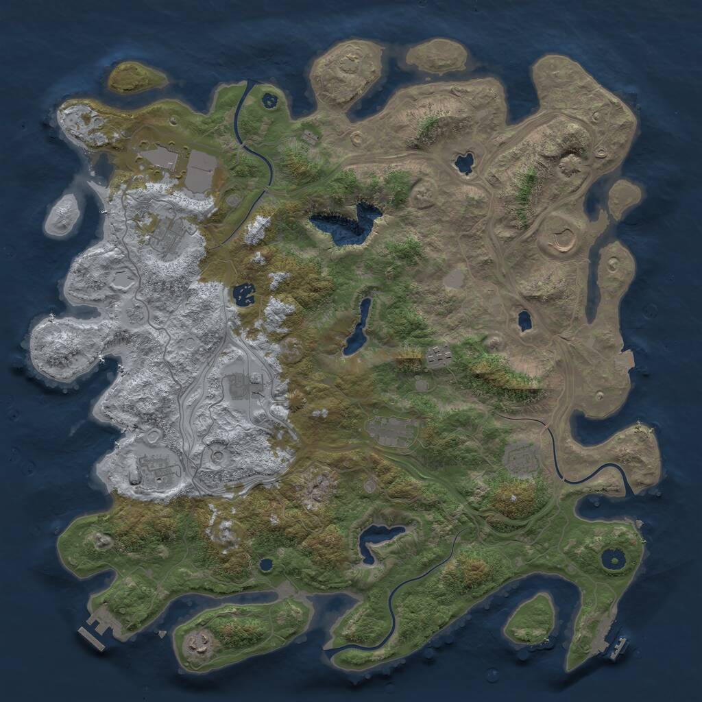 Rust Map: Procedural Map, Size: 4500, Seed: 137619947, 16 Monuments