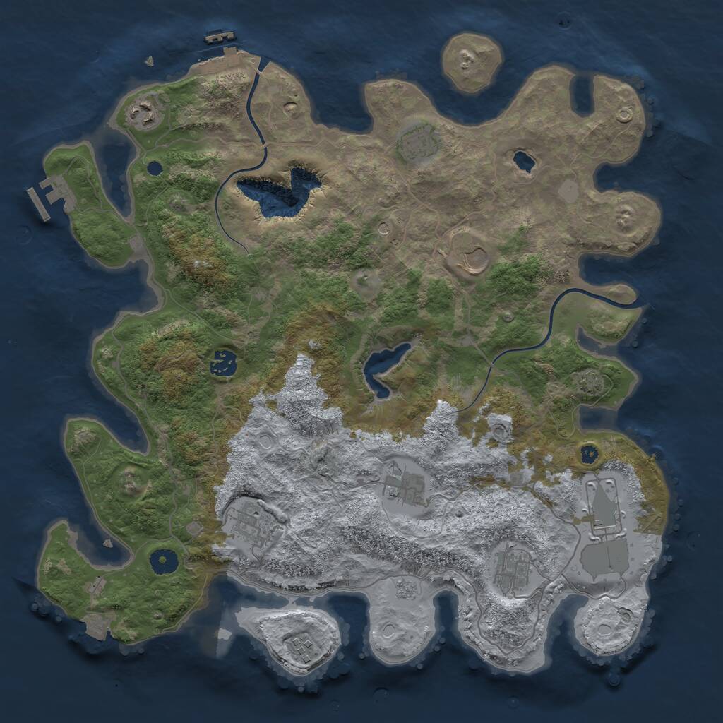 Rust Map: Procedural Map, Size: 4000, Seed: 1932861409, 15 Monuments