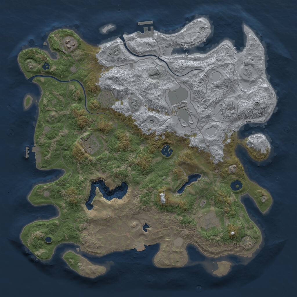 Rust Map: Procedural Map, Size: 4000, Seed: 1117540694, 14 Monuments