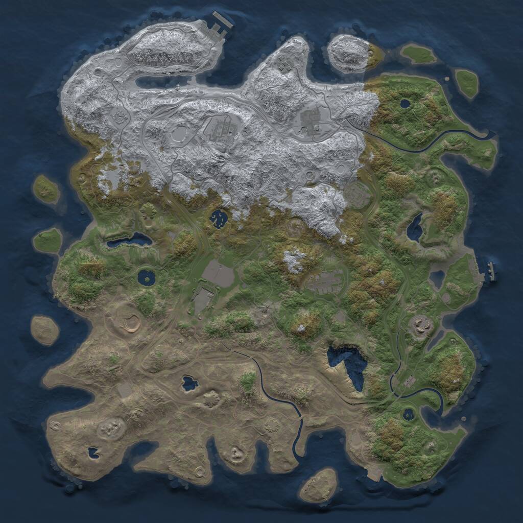Rust Map: Procedural Map, Size: 4500, Seed: 906707227, 16 Monuments
