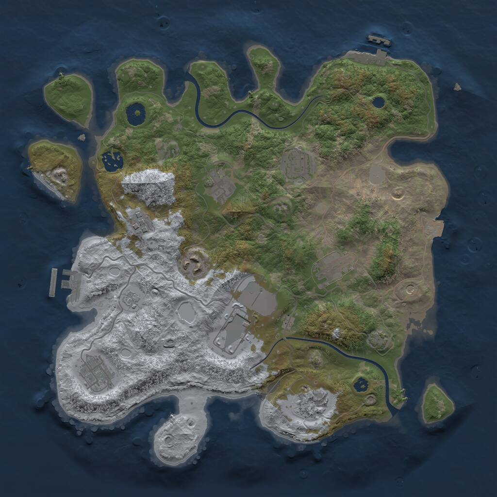 Rust Map: Procedural Map, Size: 3500, Seed: 626752847, 15 Monuments