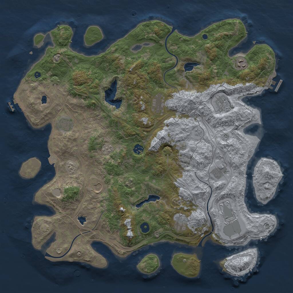 Rust Map: Procedural Map, Size: 4500, Seed: 884899352, 16 Monuments