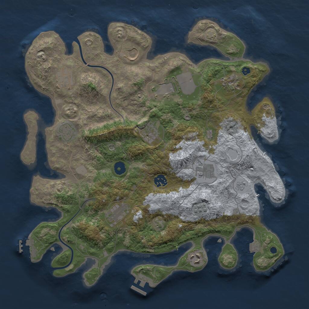 Rust Map: Procedural Map, Size: 3750, Seed: 1454959859, 17 Monuments