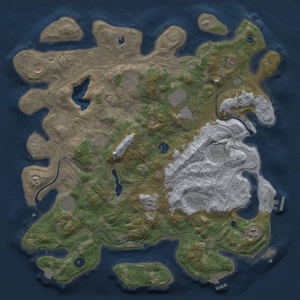 Rust Map: Procedural Map, Size: 4250, Seed: 992926475, 17 Monuments