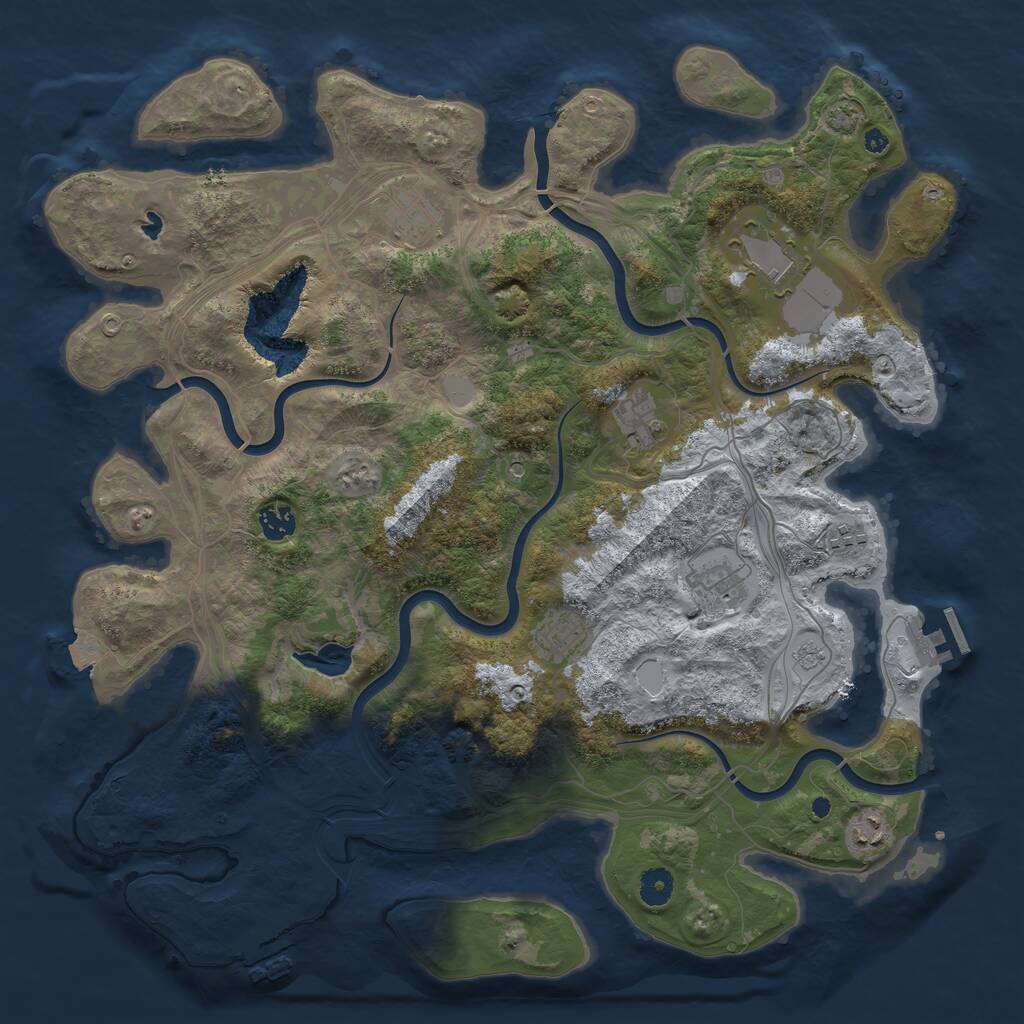Rust Map: Procedural Map, Size: 4250, Seed: 992926475, 14 Monuments
