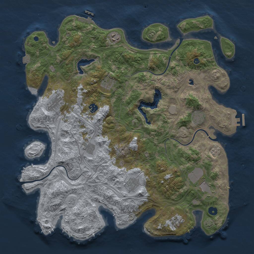 Rust Map: Procedural Map, Size: 4250, Seed: 568599, 16 Monuments