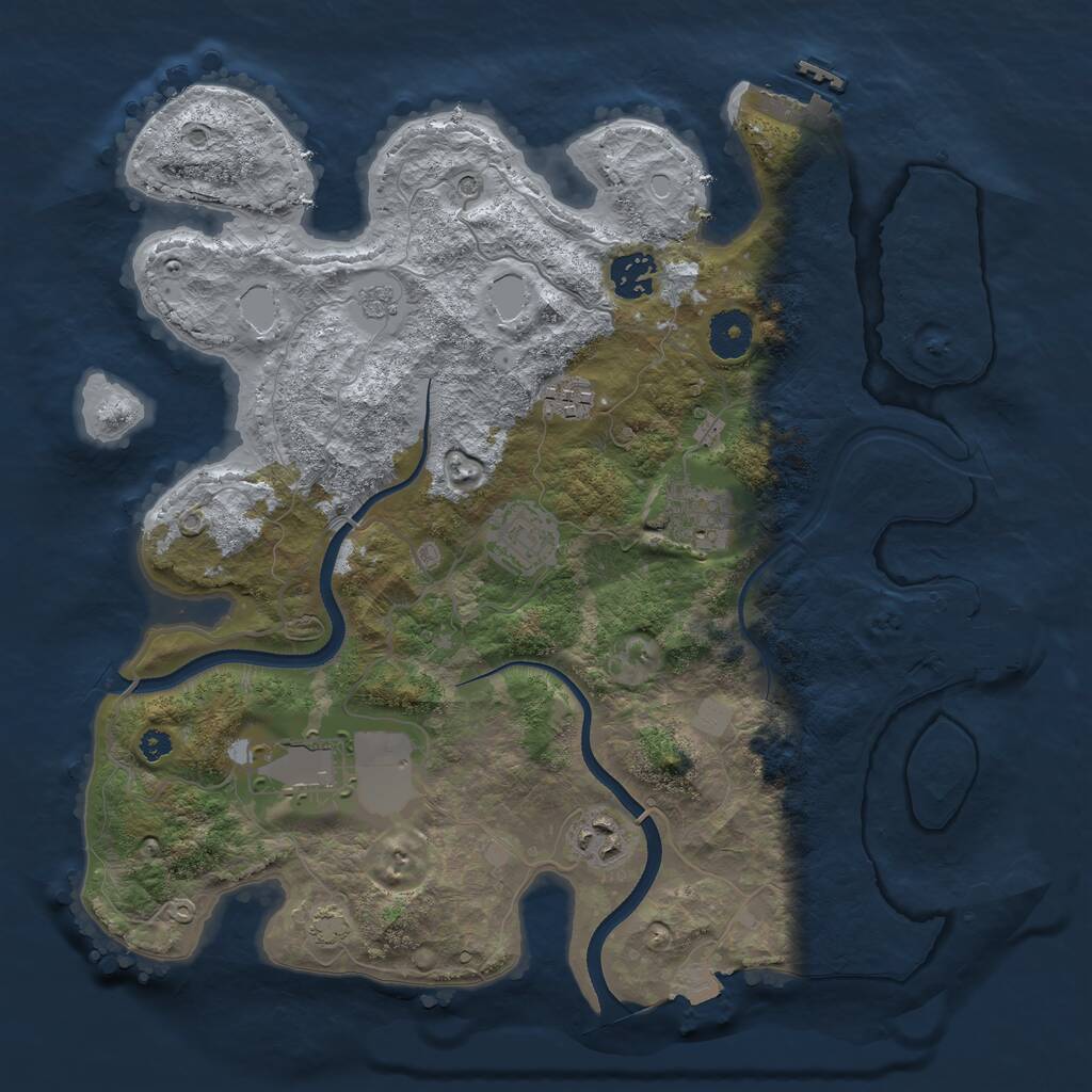 Rust Map: Procedural Map, Size: 3500, Seed: 783217877, 12 Monuments