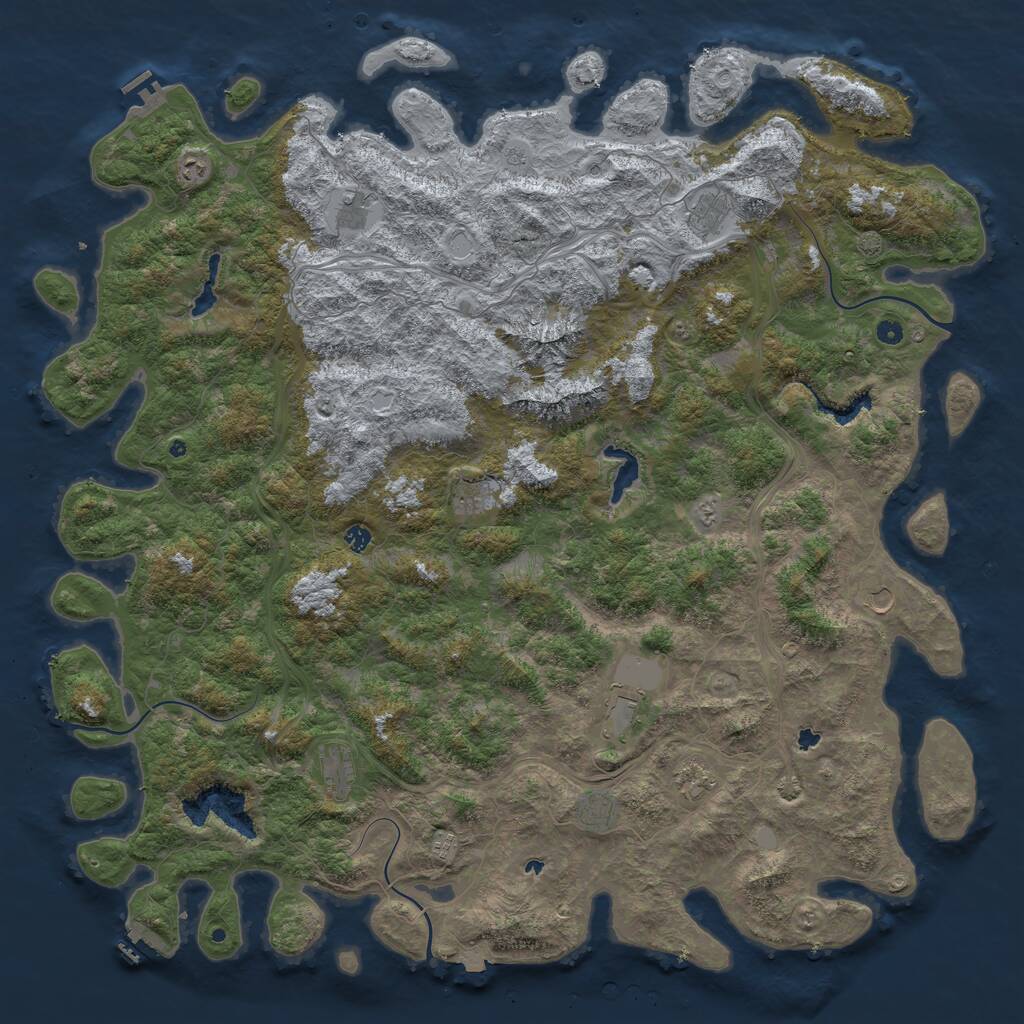 Rust Map: Procedural Map, Size: 6000, Seed: 295333, 17 Monuments