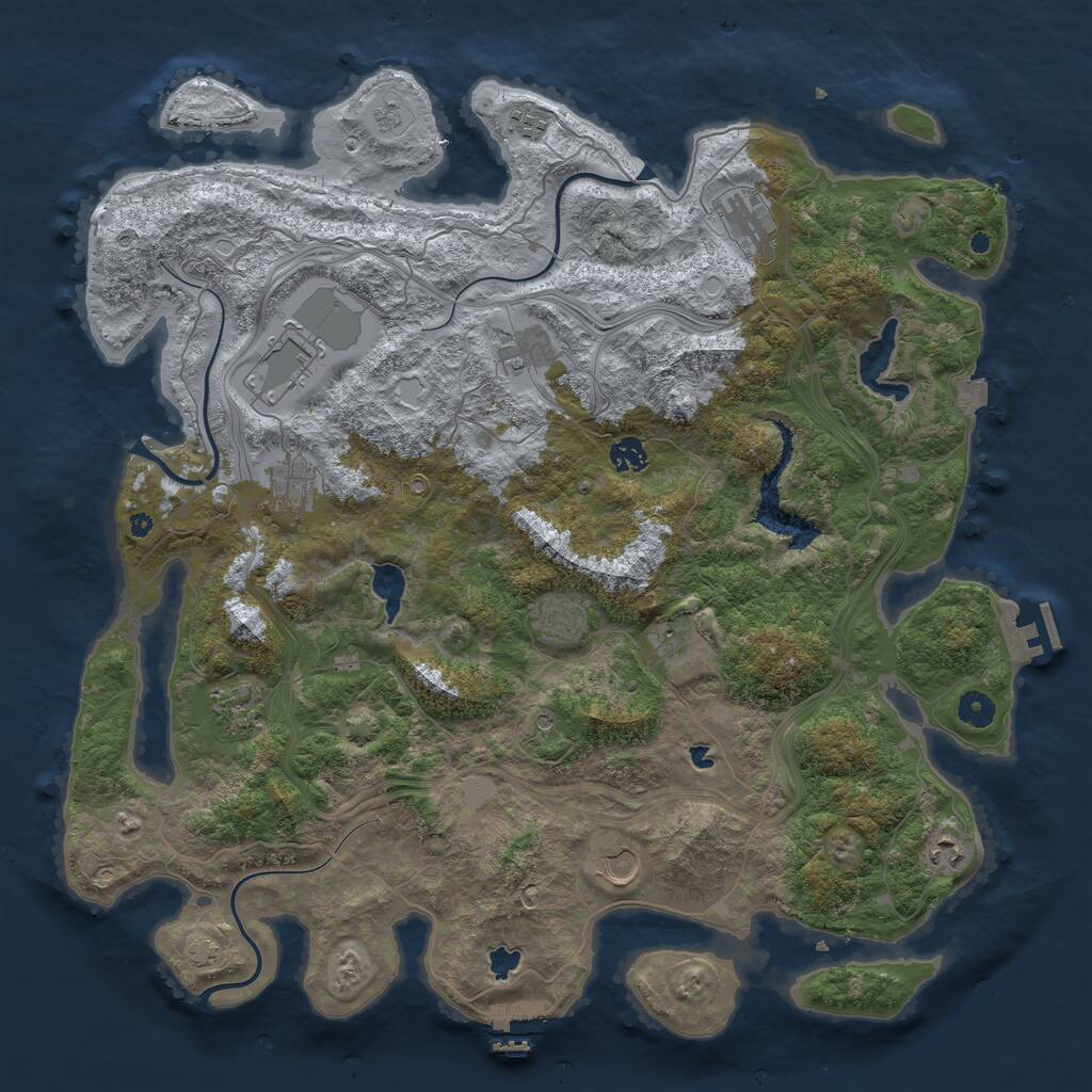 Rust Map: Procedural Map, Size: 4500, Seed: 405411624, 17 Monuments