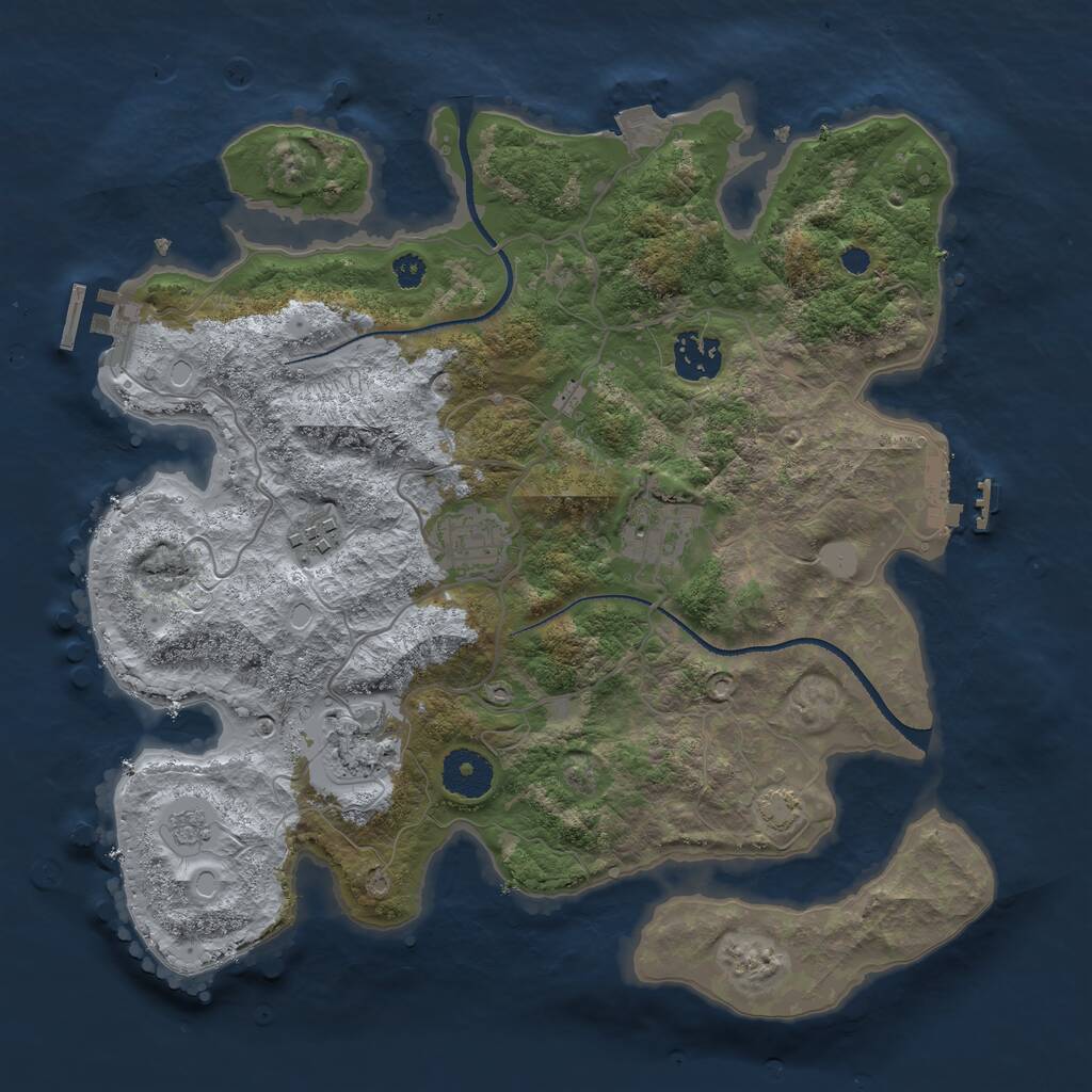 Rust Map: Procedural Map, Size: 3300, Seed: 1195209732, 10 Monuments