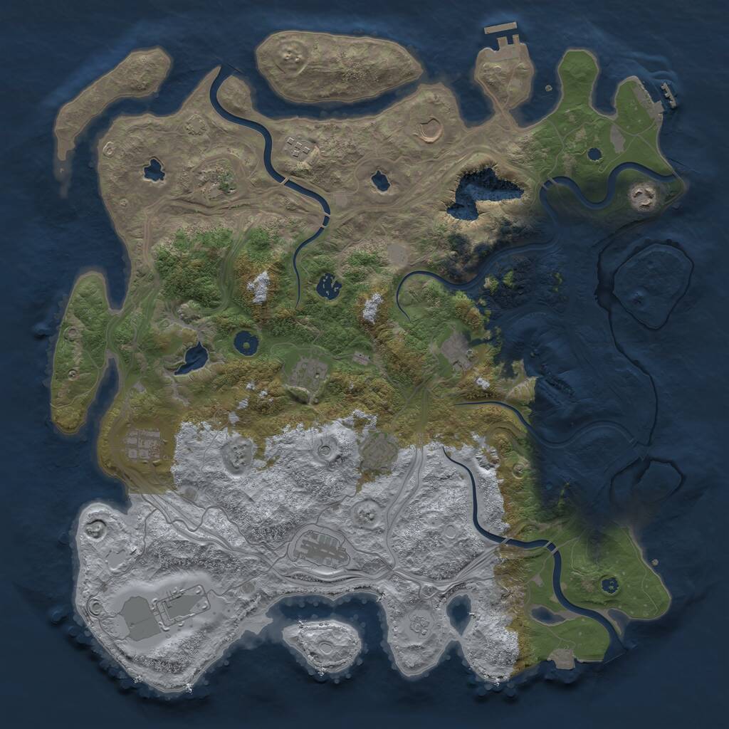 Rust Map: Procedural Map, Size: 4500, Seed: 1012, 17 Monuments