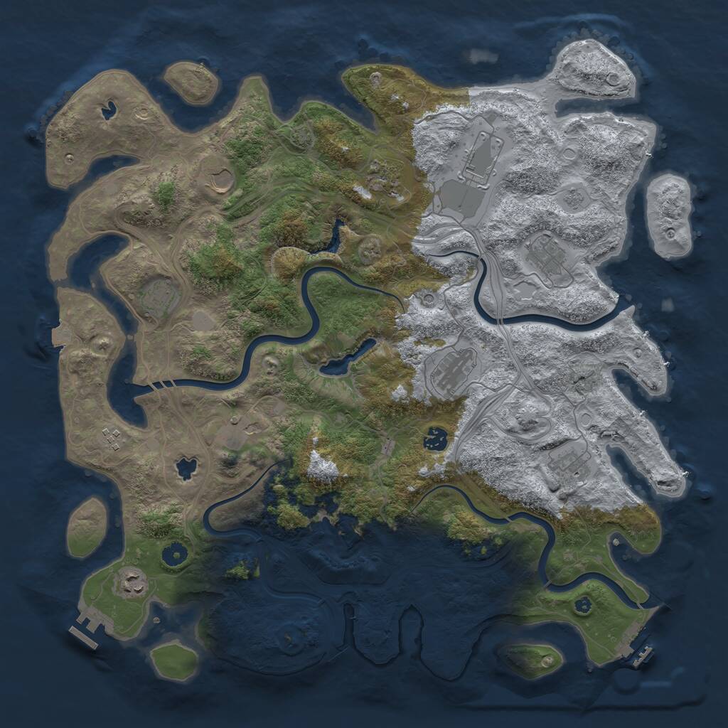 Rust Map: Procedural Map, Size: 4500, Seed: 1118178307, 17 Monuments