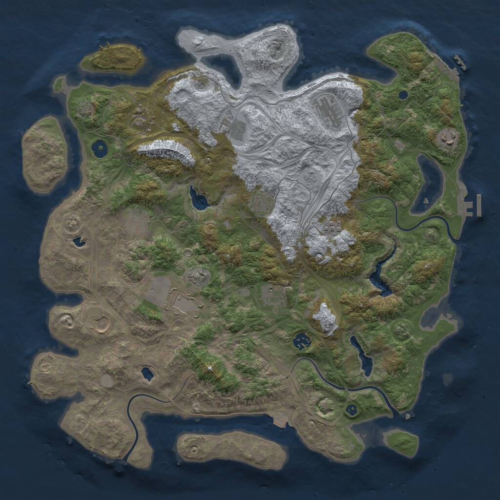 Rust Map: Procedural Map, Size: 4500, Seed: 1225975588, 17 Monuments