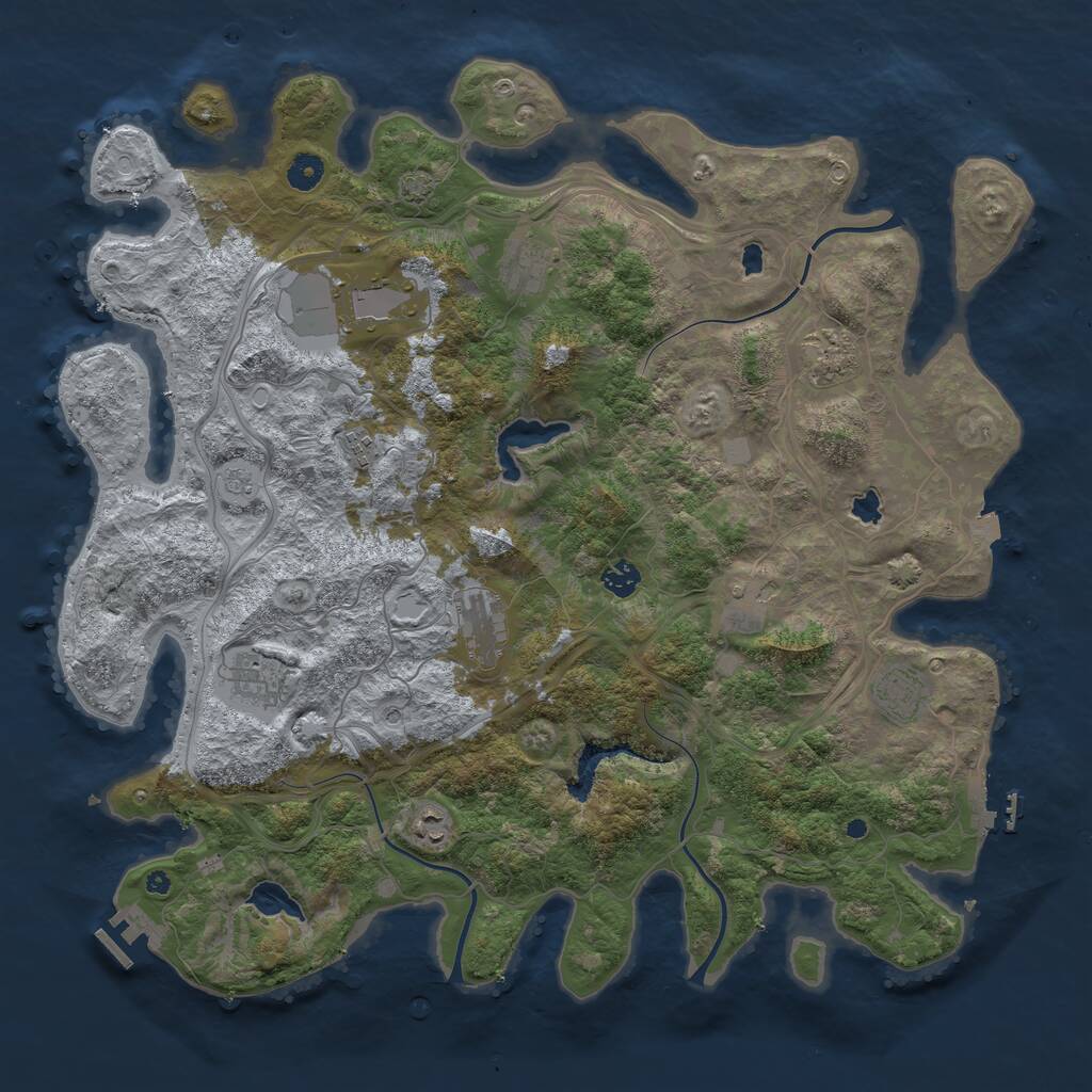 Rust Map: Procedural Map, Size: 4500, Seed: 454419936, 16 Monuments