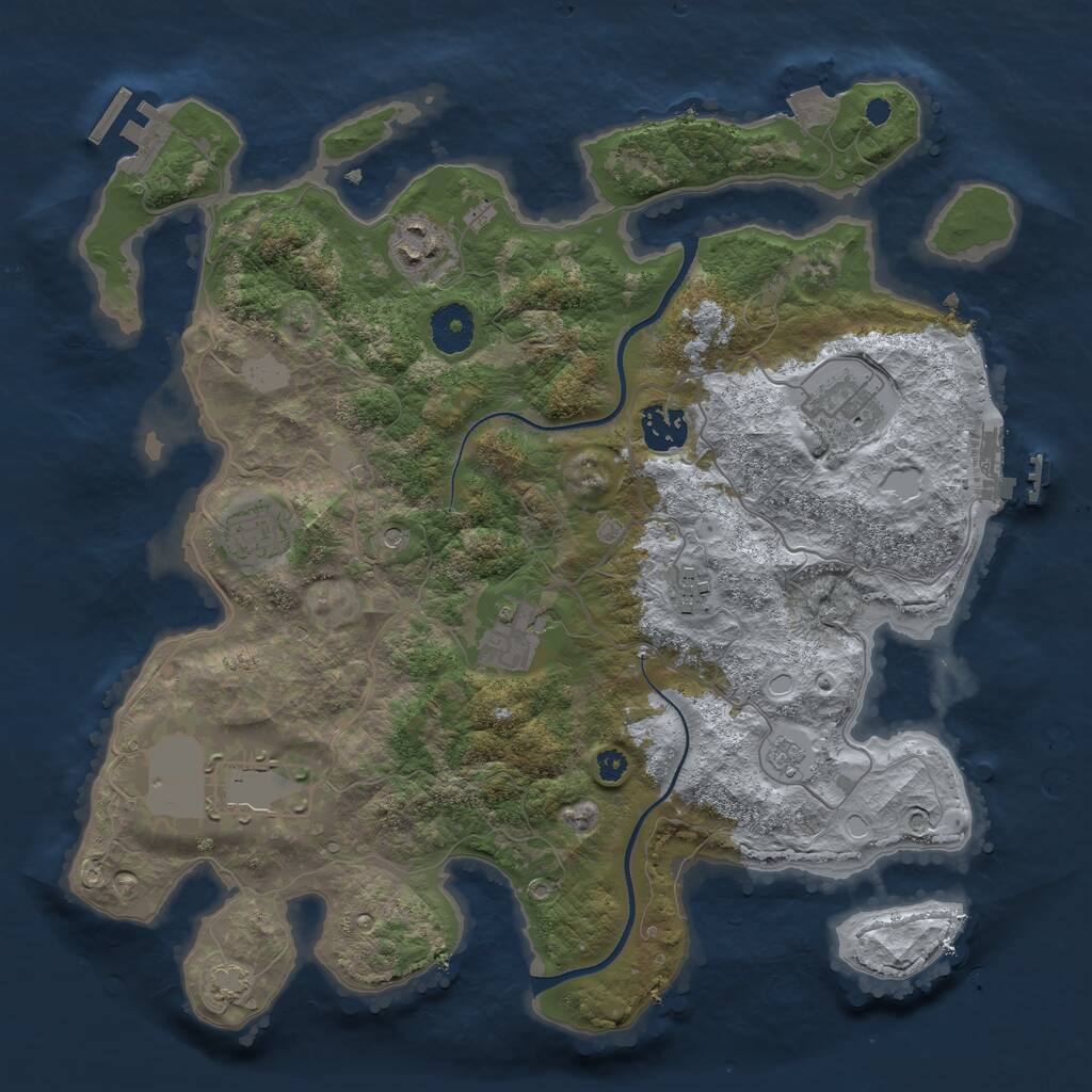 Rust Map: Procedural Map, Size: 3500, Seed: 627095767, 13 Monuments