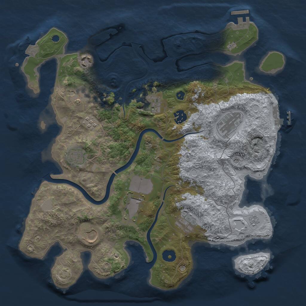 Rust Map: Procedural Map, Size: 3500, Seed: 627095767, 16 Monuments