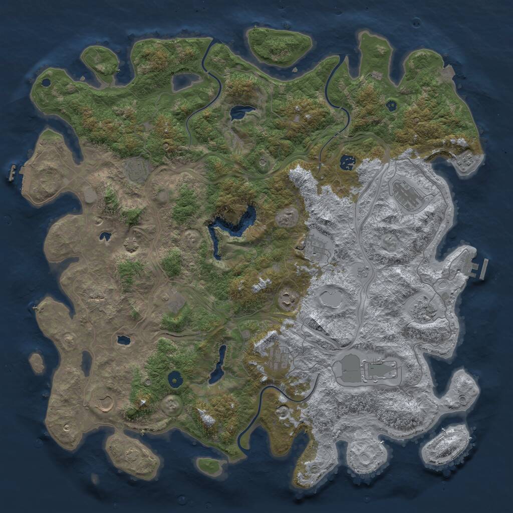 Rust Map: Procedural Map, Size: 4850, Seed: 136082146, 17 Monuments