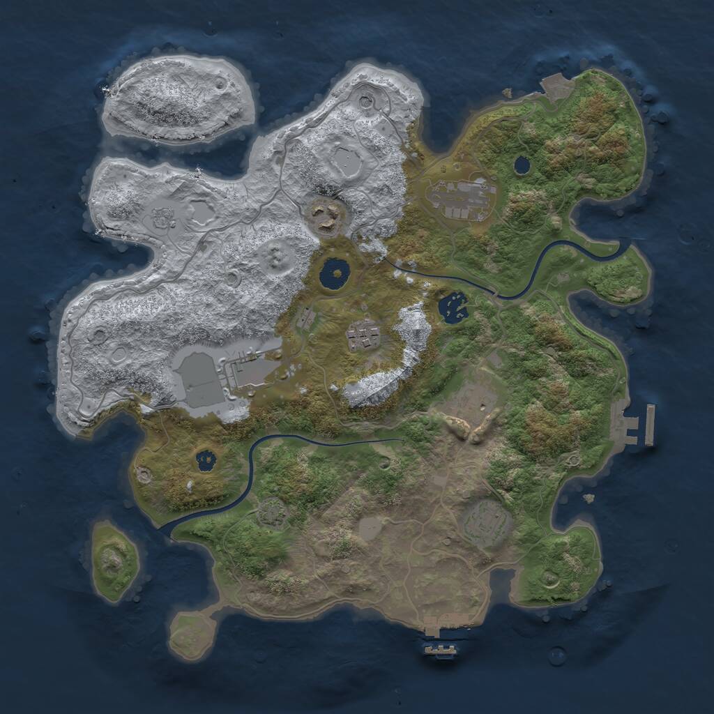 Rust Map: Procedural Map, Size: 3500, Seed: 593259913, 13 Monuments