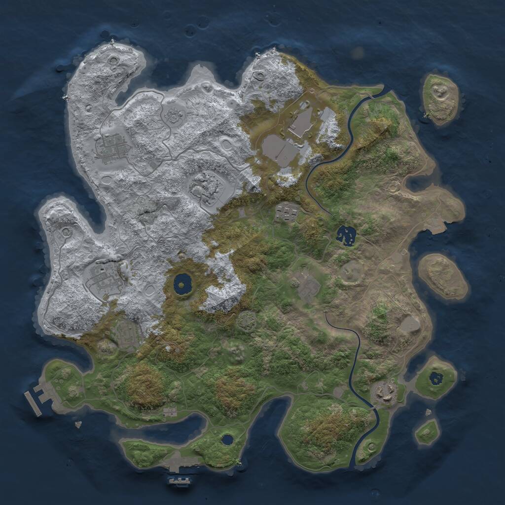 Rust Map: Procedural Map, Size: 3750, Seed: 2280073, 15 Monuments