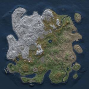 Thumbnail Rust Map: Procedural Map, Size: 3750, Seed: 2280073, 15 Monuments