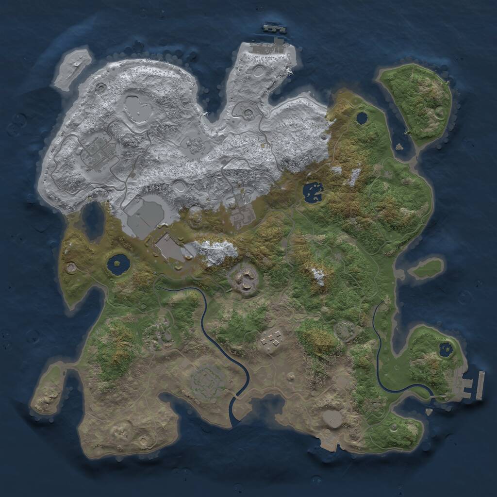 Rust Map: Procedural Map, Size: 3500, Seed: 1811641222, 14 Monuments