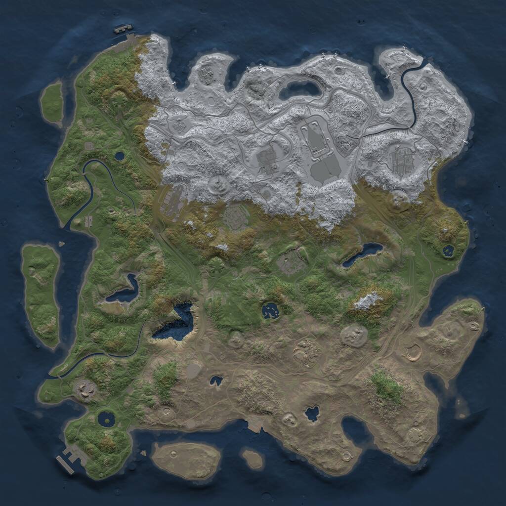 Rust Map: Procedural Map, Size: 4500, Seed: 1398602055, 17 Monuments