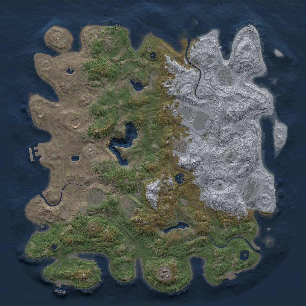 Rust Map: Procedural Map, Size: 4500, Seed: 358690867, 16 Monuments