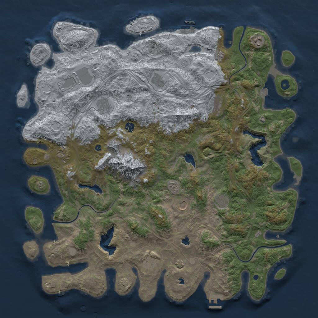 Rust Map: Procedural Map, Size: 5000, Seed: 2136395123, 17 Monuments