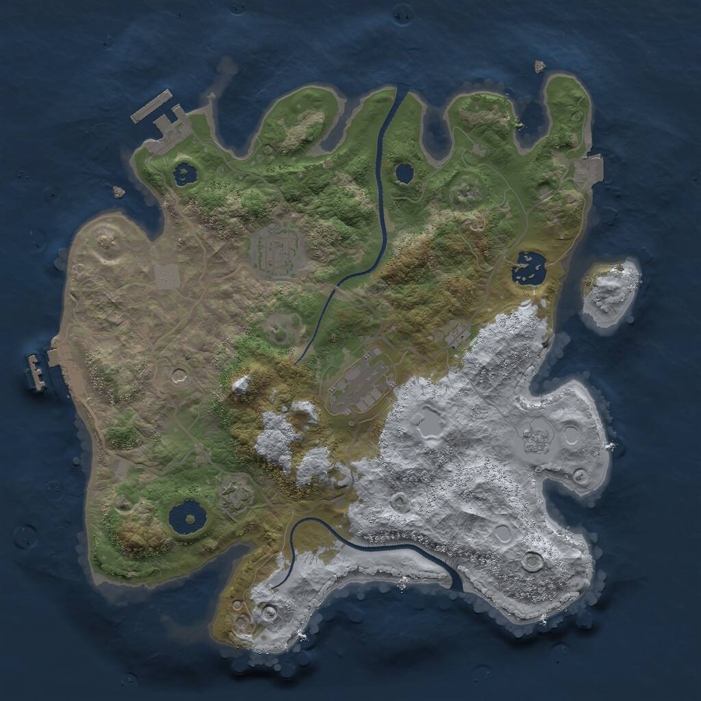 Rust Map: Procedural Map, Size: 3000, Seed: 65076012, 9 Monuments