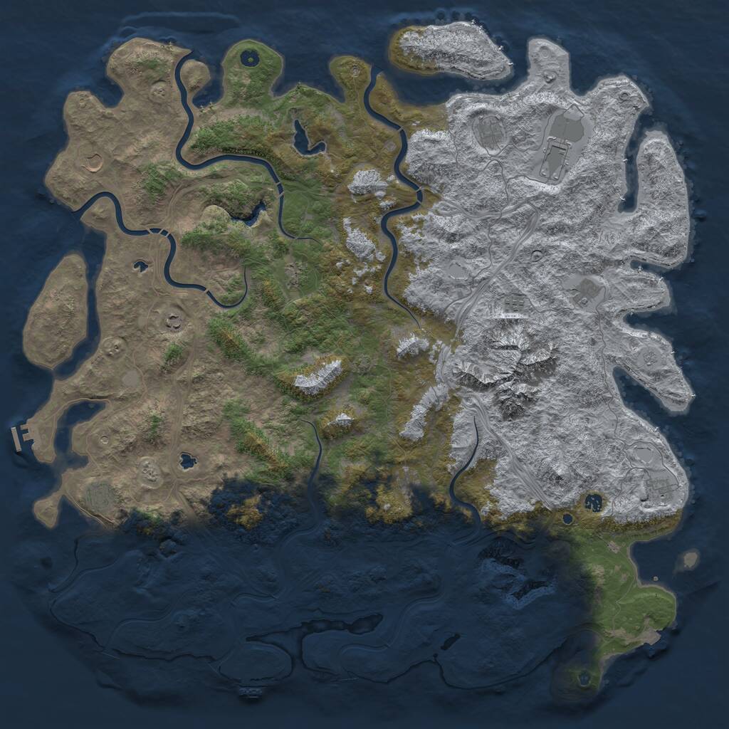 Rust Map: Procedural Map, Size: 6000, Seed: 446294199, 17 Monuments