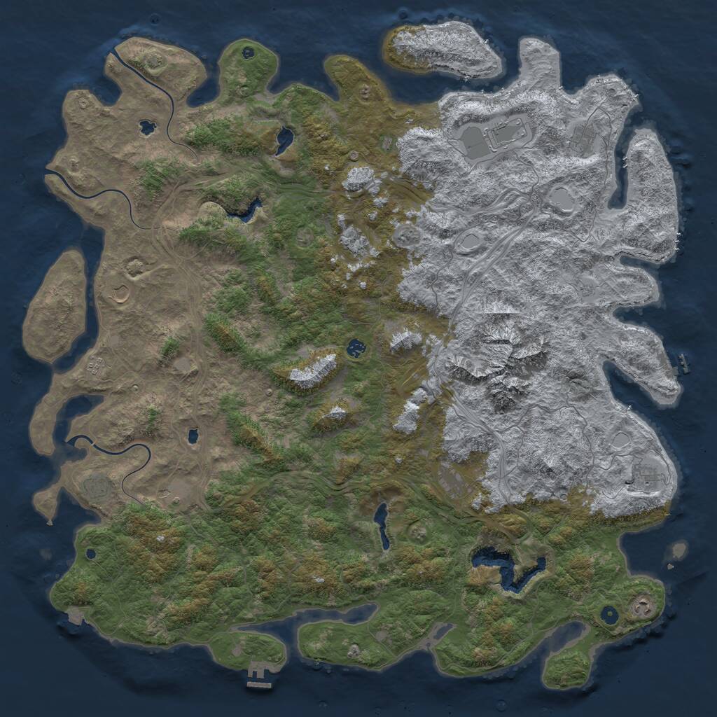 Rust Map: Procedural Map, Size: 6000, Seed: 446294199, 17 Monuments