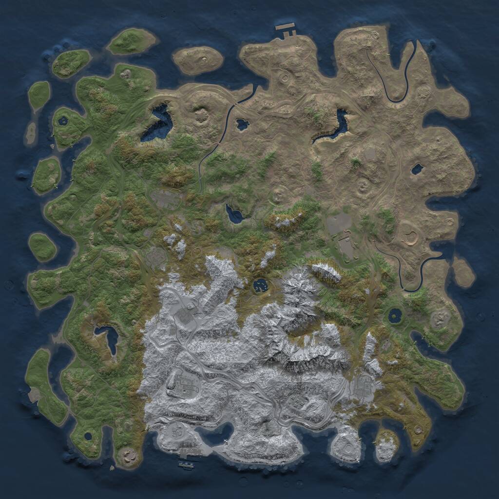 Rust Map: Procedural Map, Size: 5250, Seed: 1050548110, 16 Monuments