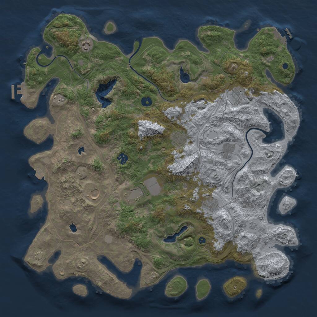 Rust Map: Procedural Map, Size: 4500, Seed: 1342504435, 15 Monuments