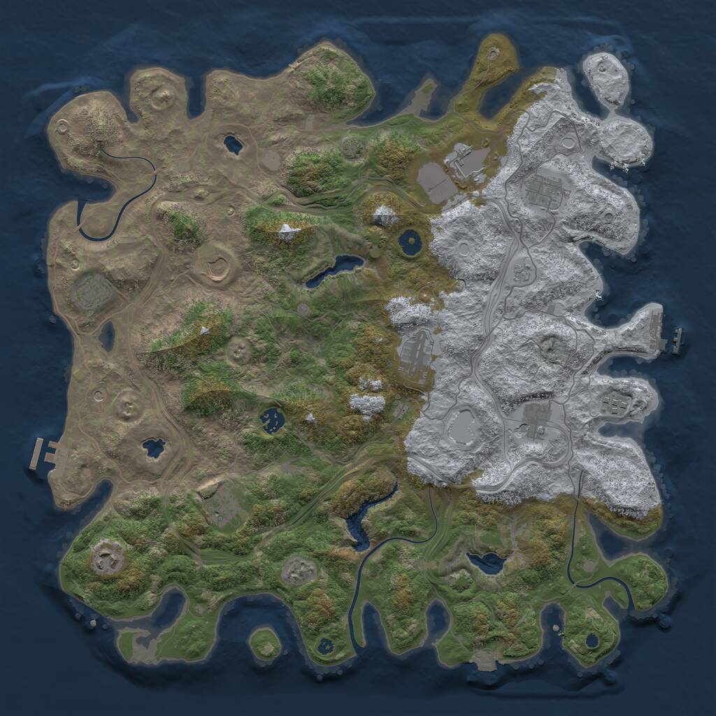 Rust Map: Procedural Map, Size: 4500, Seed: 1306125269, 16 Monuments