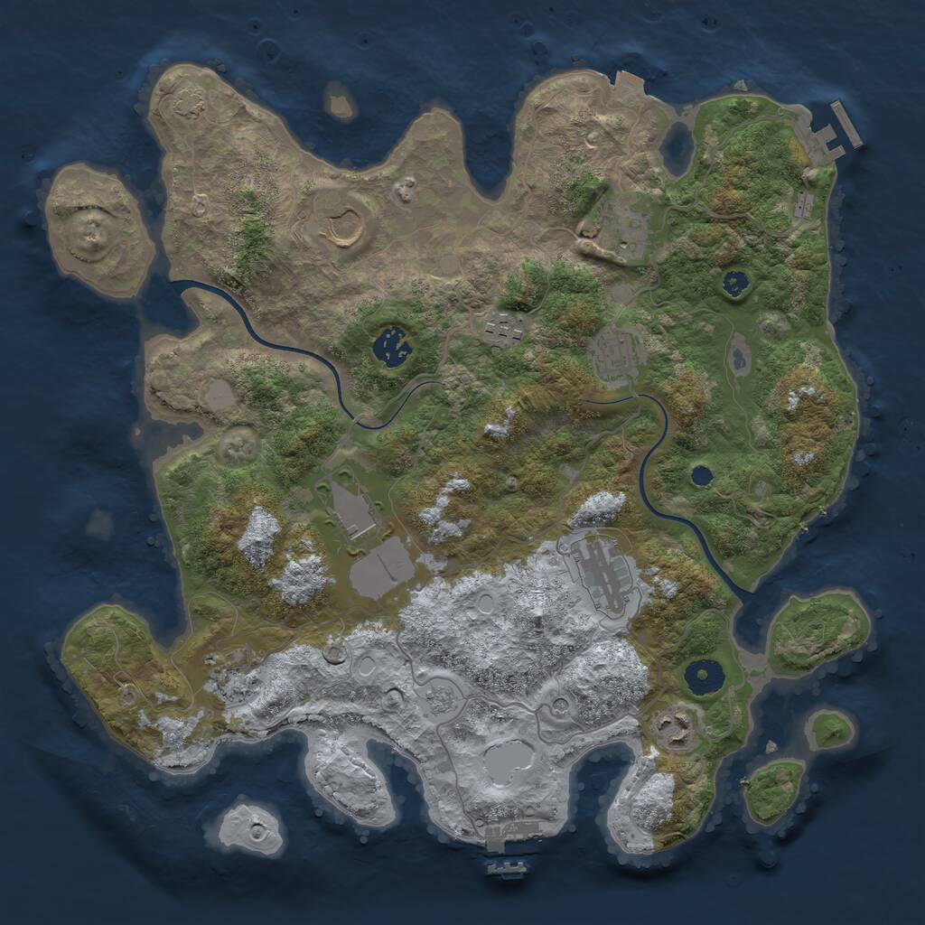 Rust Map: Procedural Map, Size: 3700, Seed: 1196941657, 15 Monuments