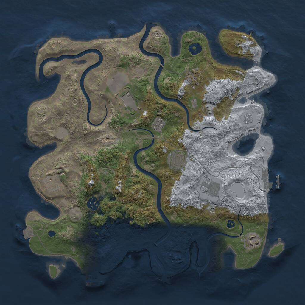 Rust Map: Procedural Map, Size: 3650, Seed: 52563480, 14 Monuments