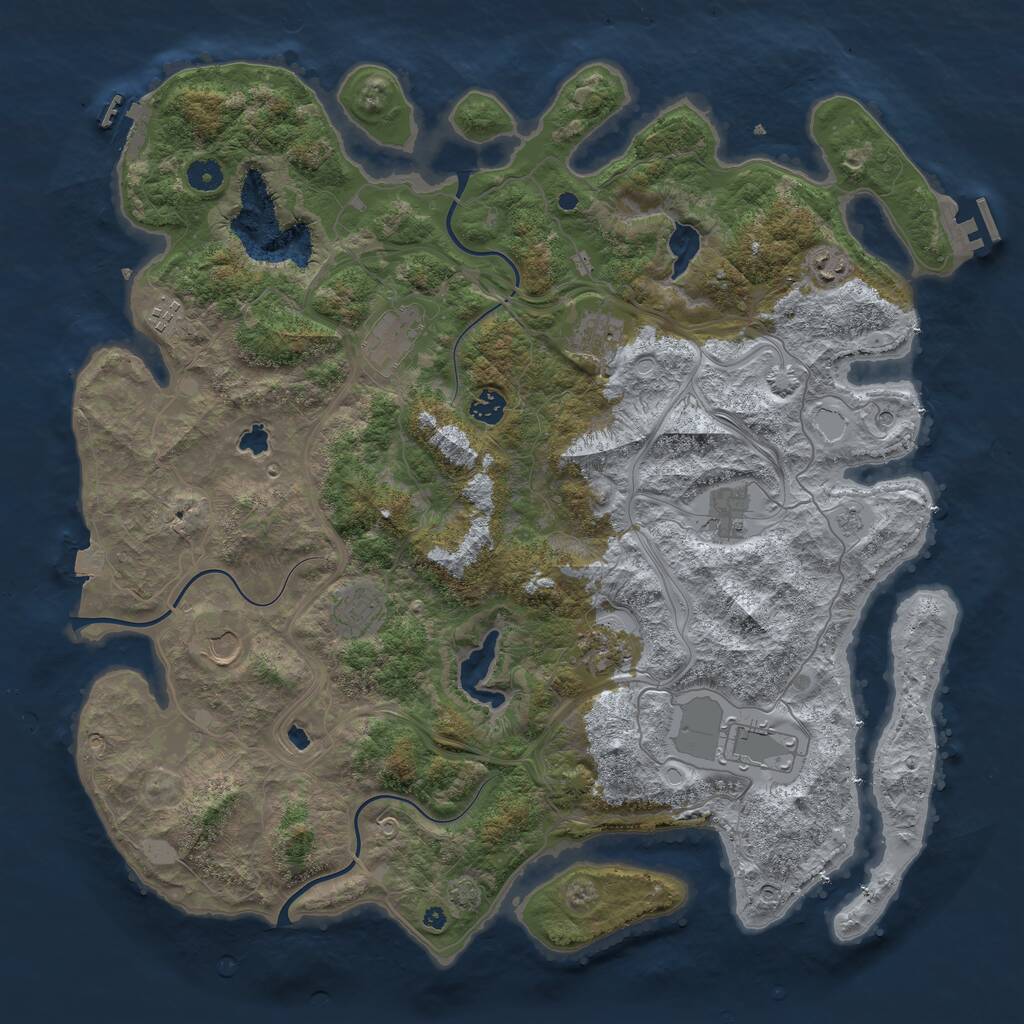 Rust Map: Procedural Map, Size: 4500, Seed: 236781474, 16 Monuments