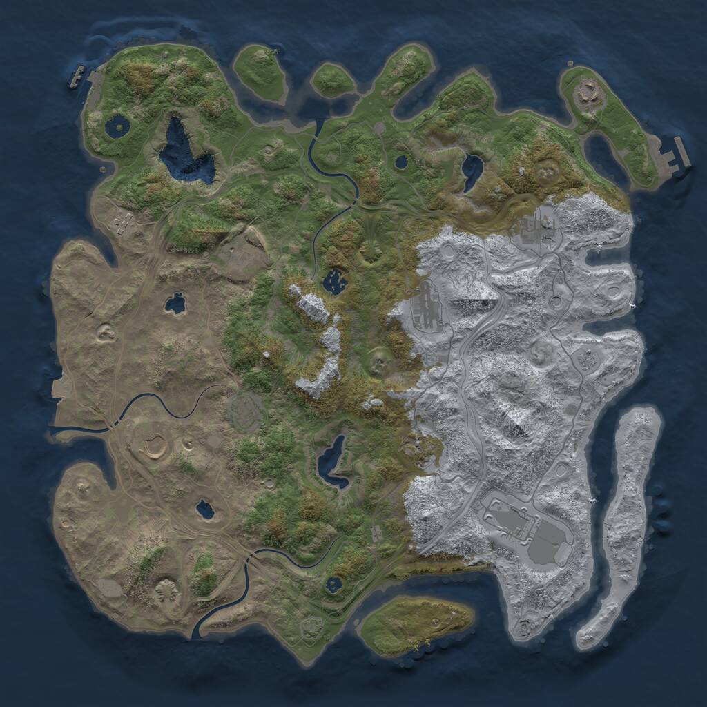 Rust Map: Procedural Map, Size: 4500, Seed: 236781474, 16 Monuments