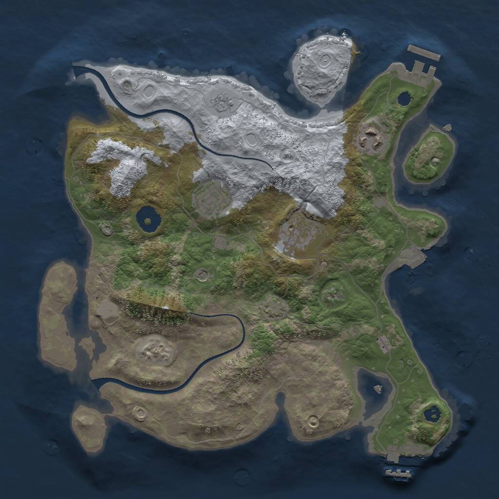Rust Map: Procedural Map, Size: 3000, Seed: 958429899, 9 Monuments