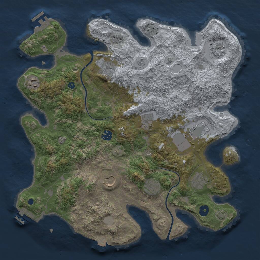 Rust Map: Procedural Map, Size: 3700, Seed: 281732185, 16 Monuments