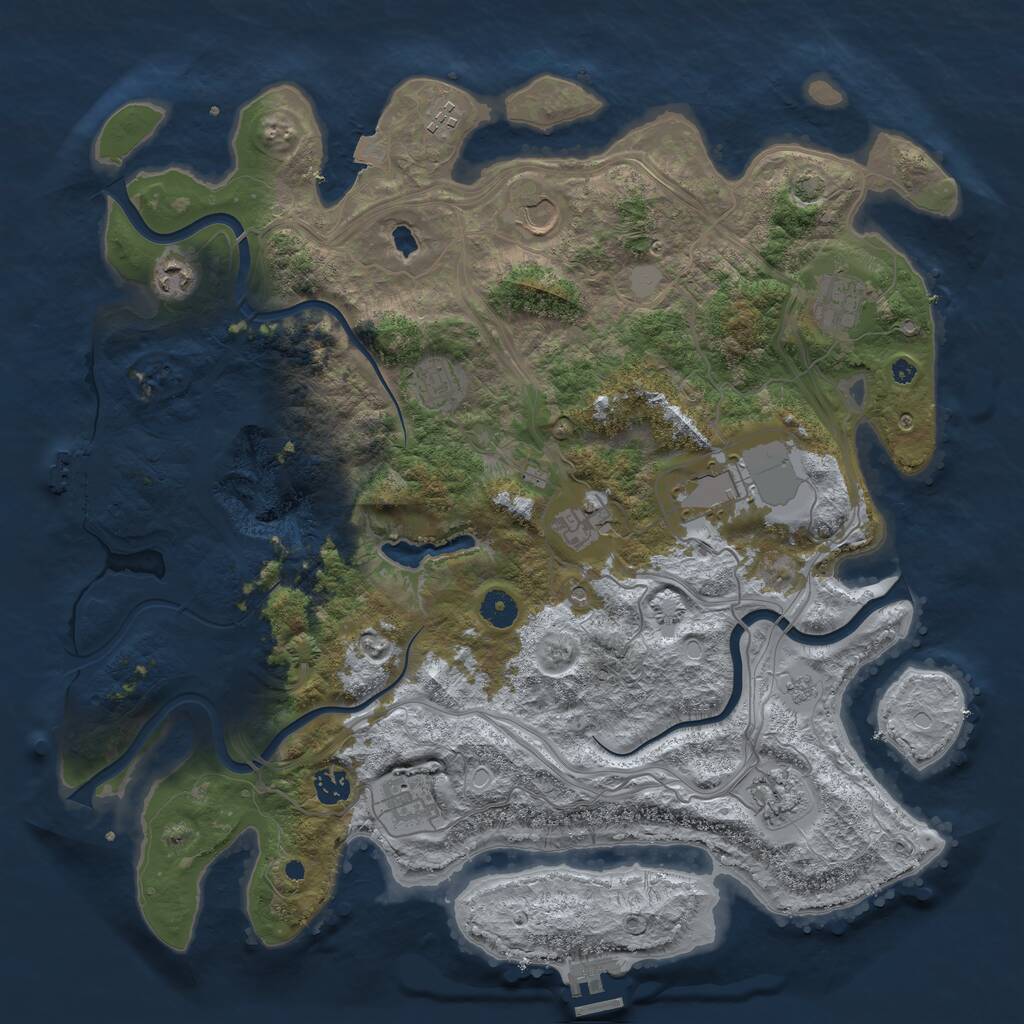 Rust Map: Procedural Map, Size: 4250, Seed: 223543185, 16 Monuments