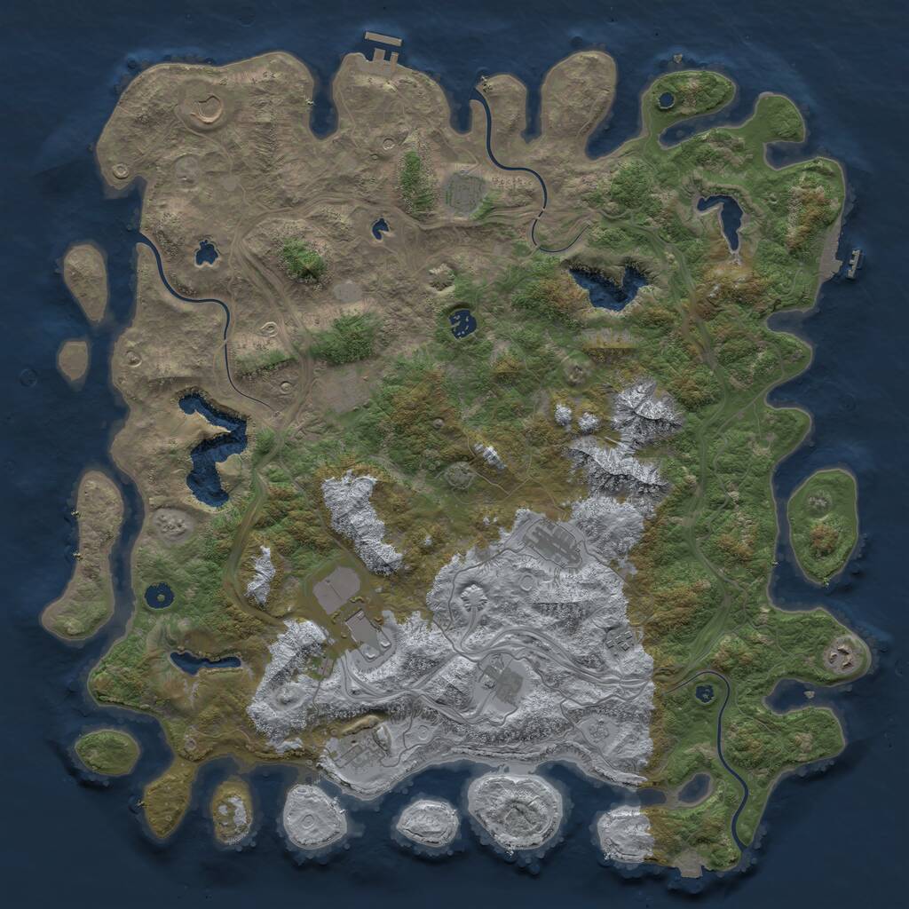 Rust Map: Procedural Map, Size: 5000, Seed: 5123, 16 Monuments