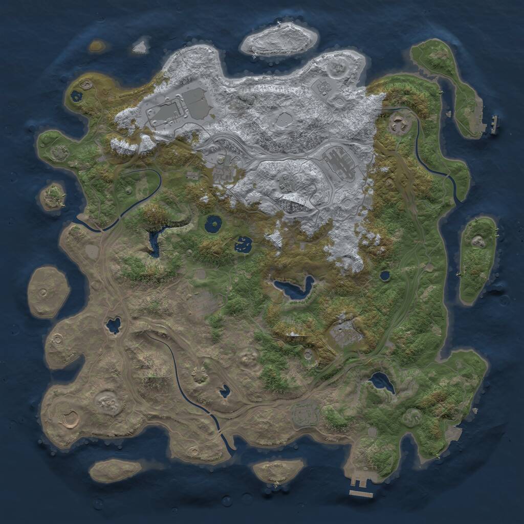 Rust Map: Procedural Map, Size: 4500, Seed: 698860697, 16 Monuments