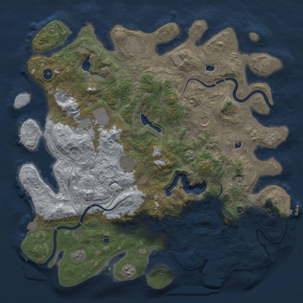 Rust Map: Procedural Map, Size: 4500, Seed: 1825583099, 13 Monuments