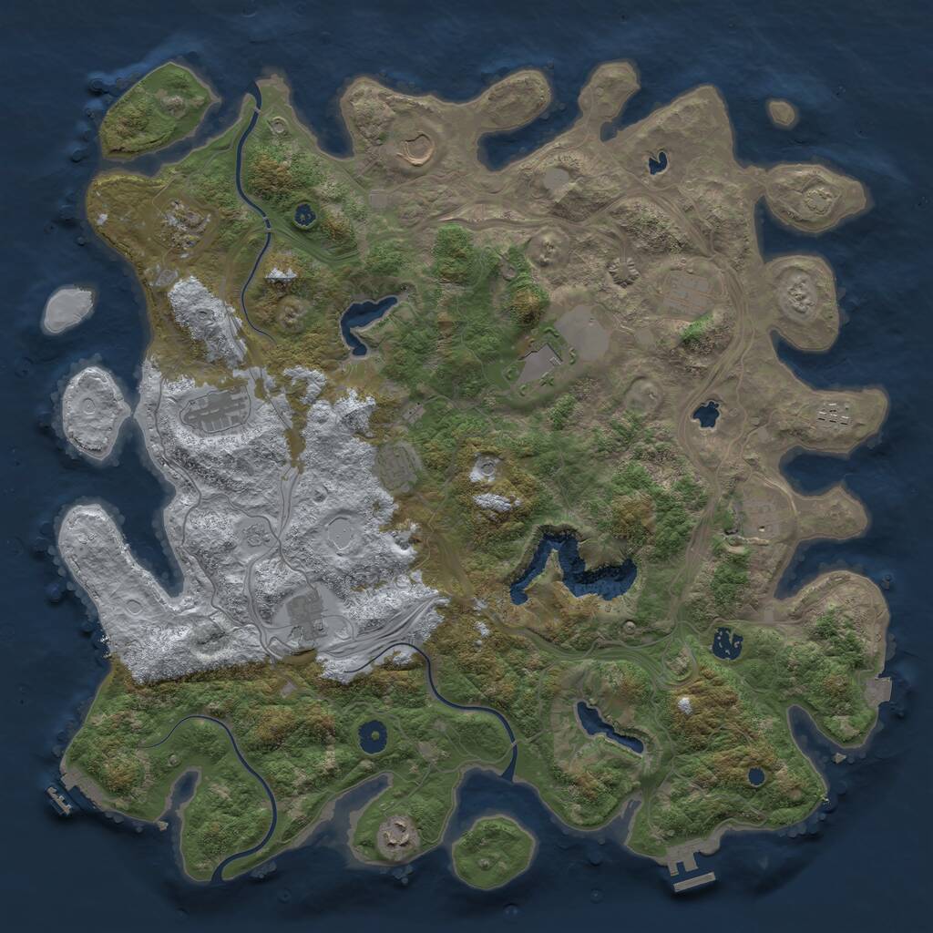 Rust Map: Procedural Map, Size: 4500, Seed: 1825583099, 17 Monuments