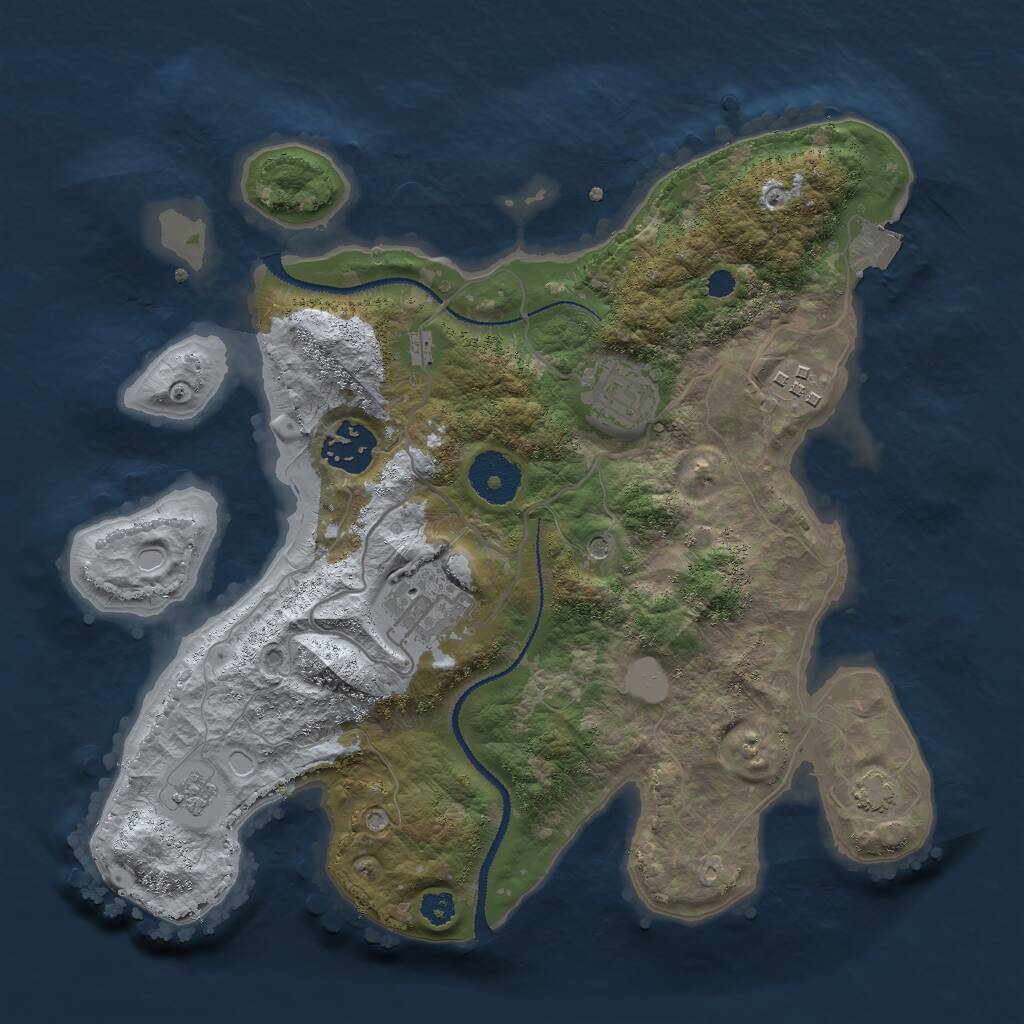 Rust Map: Procedural Map, Size: 3000, Seed: 61484, 8 Monuments