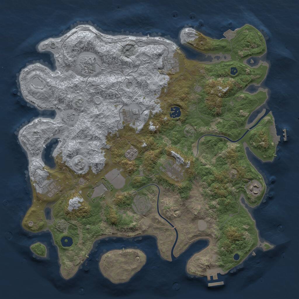 Rust Map: Procedural Map, Size: 3900, Seed: 350, 16 Monuments