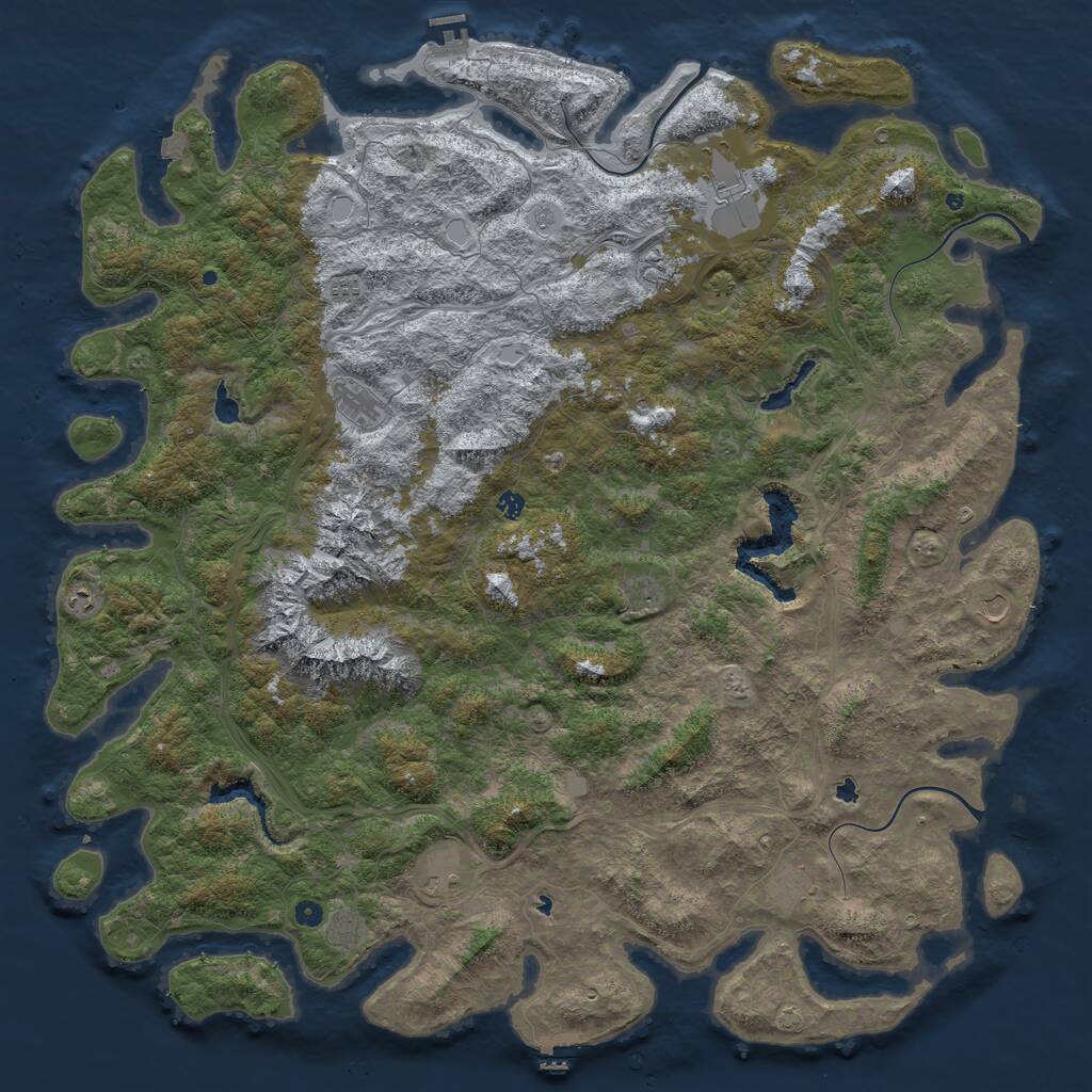Rust Map: Procedural Map, Size: 6000, Seed: 37125, 17 Monuments
