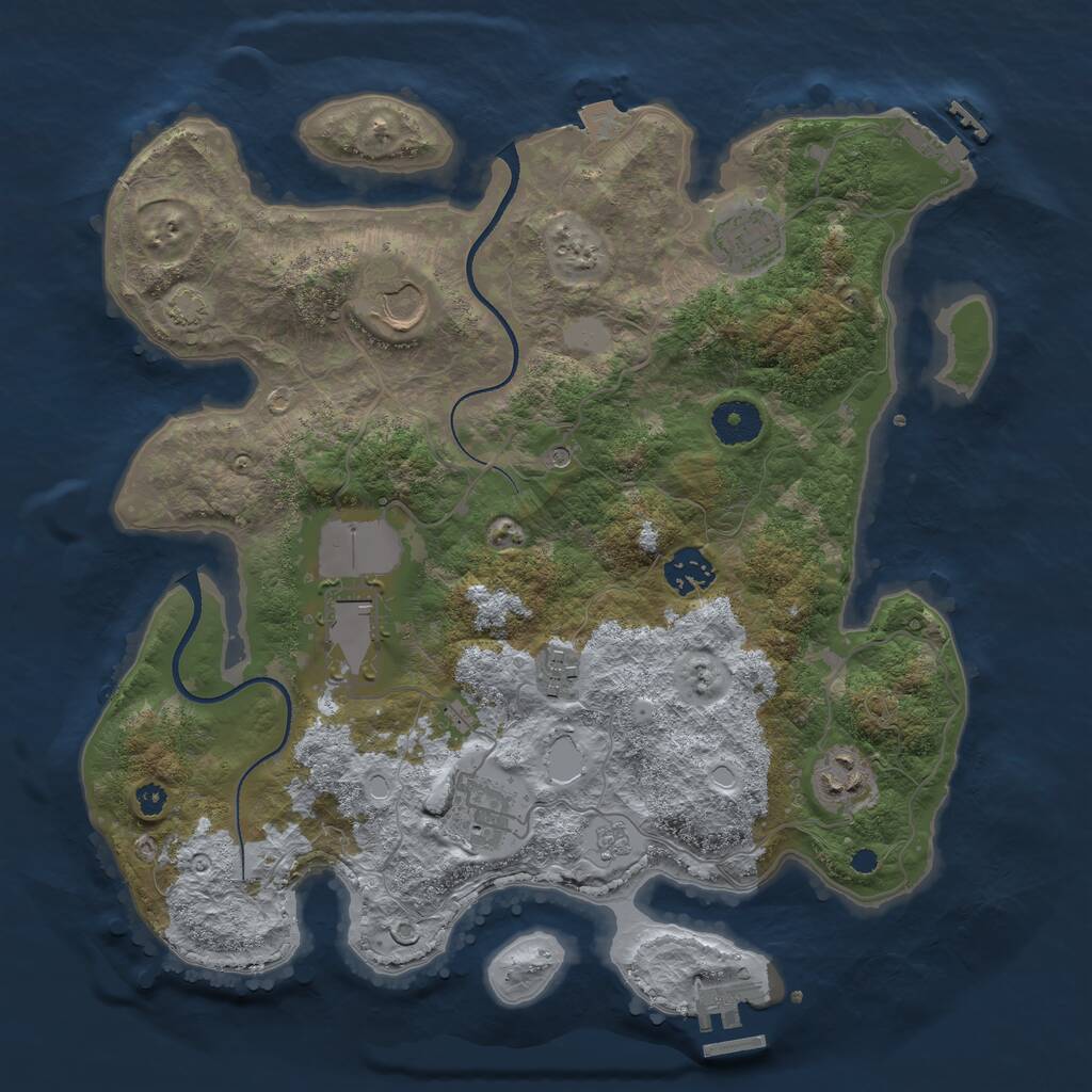Rust Map: Procedural Map, Size: 3500, Seed: 1288069759, 13 Monuments